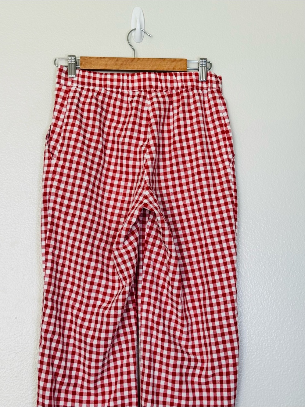 Sonderhaus Perfect Pants Red & White Gingham Relaxed Fit Cotton Pants Size XS - Picture 8 of 12